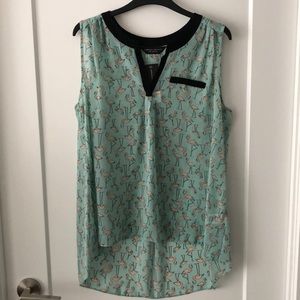 Dorothy Perkins Sleeveless Flamingo Print Blouse Mint Women’s UK 12